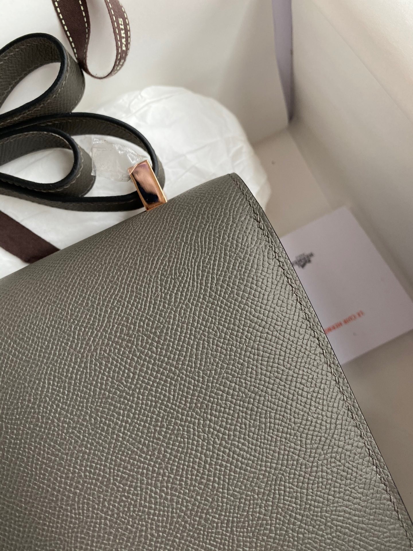 H**mes constance 24 handmade bag in etain epsom calfskin