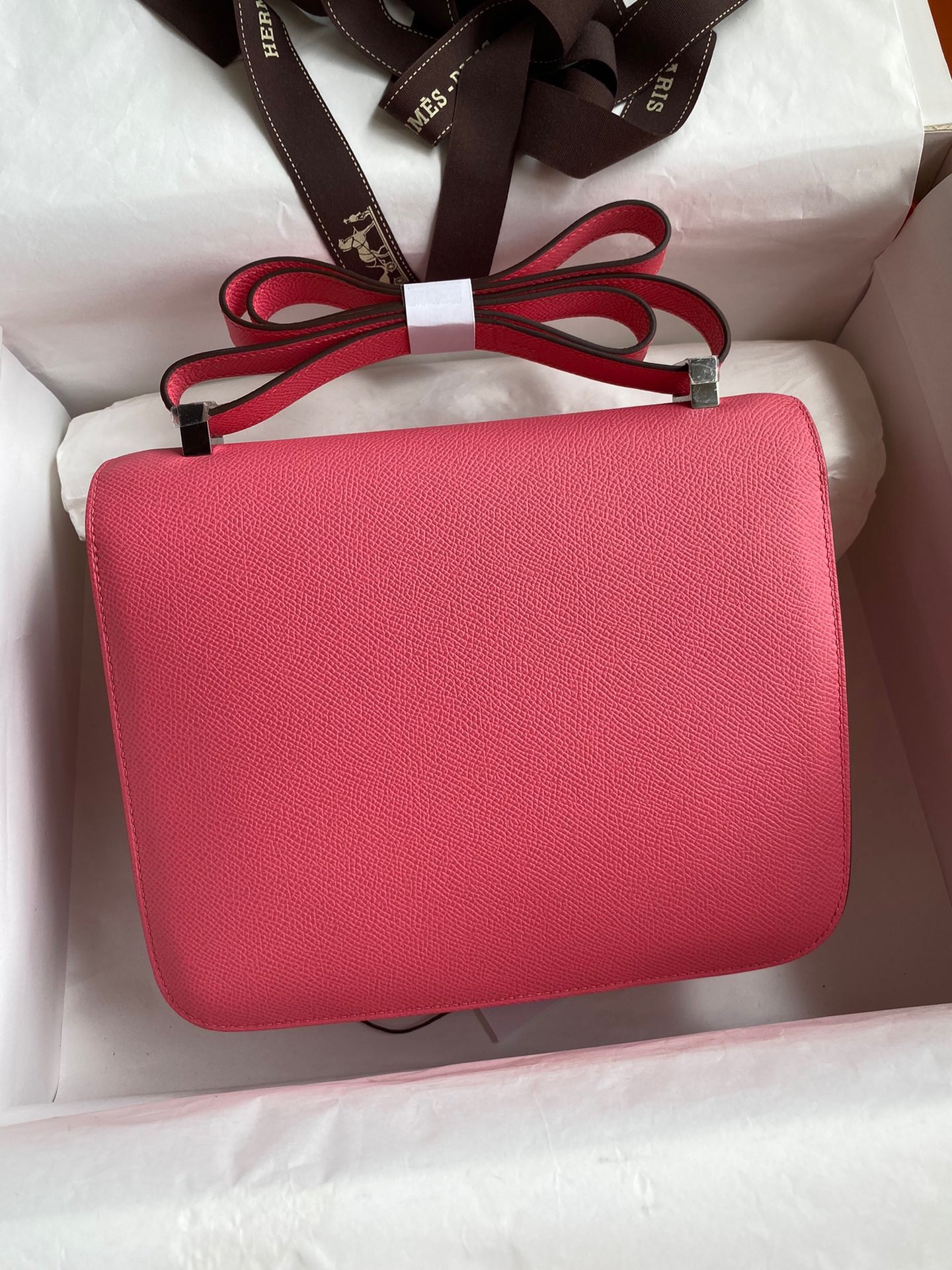 H**mes constance 24 handmade bag in rose lipstick epsom calfskin