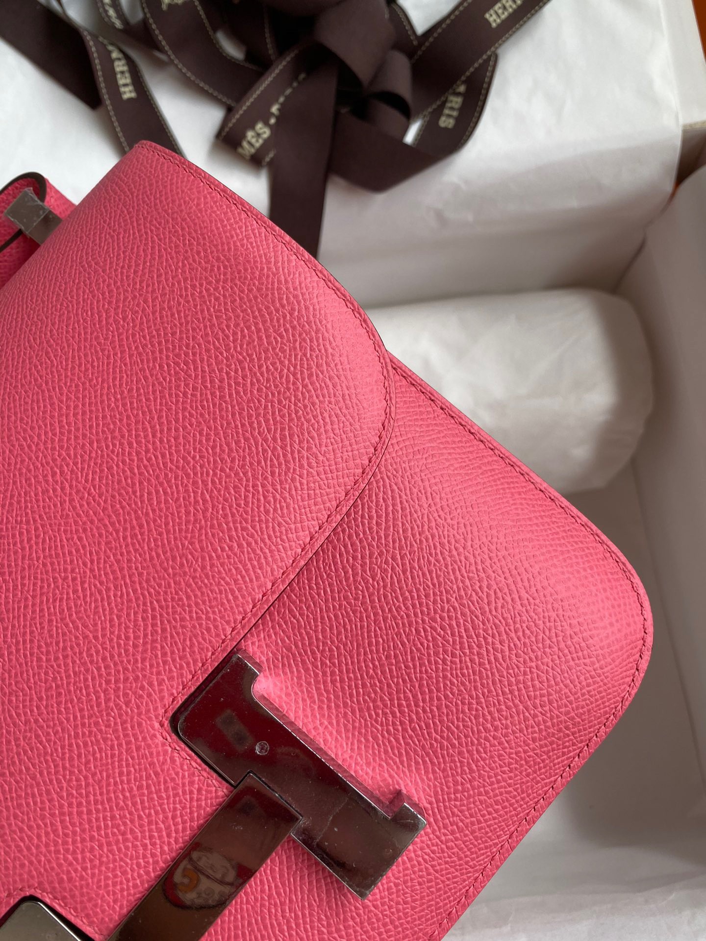 H**mes constance 24 handmade bag in rose lipstick epsom calfskin