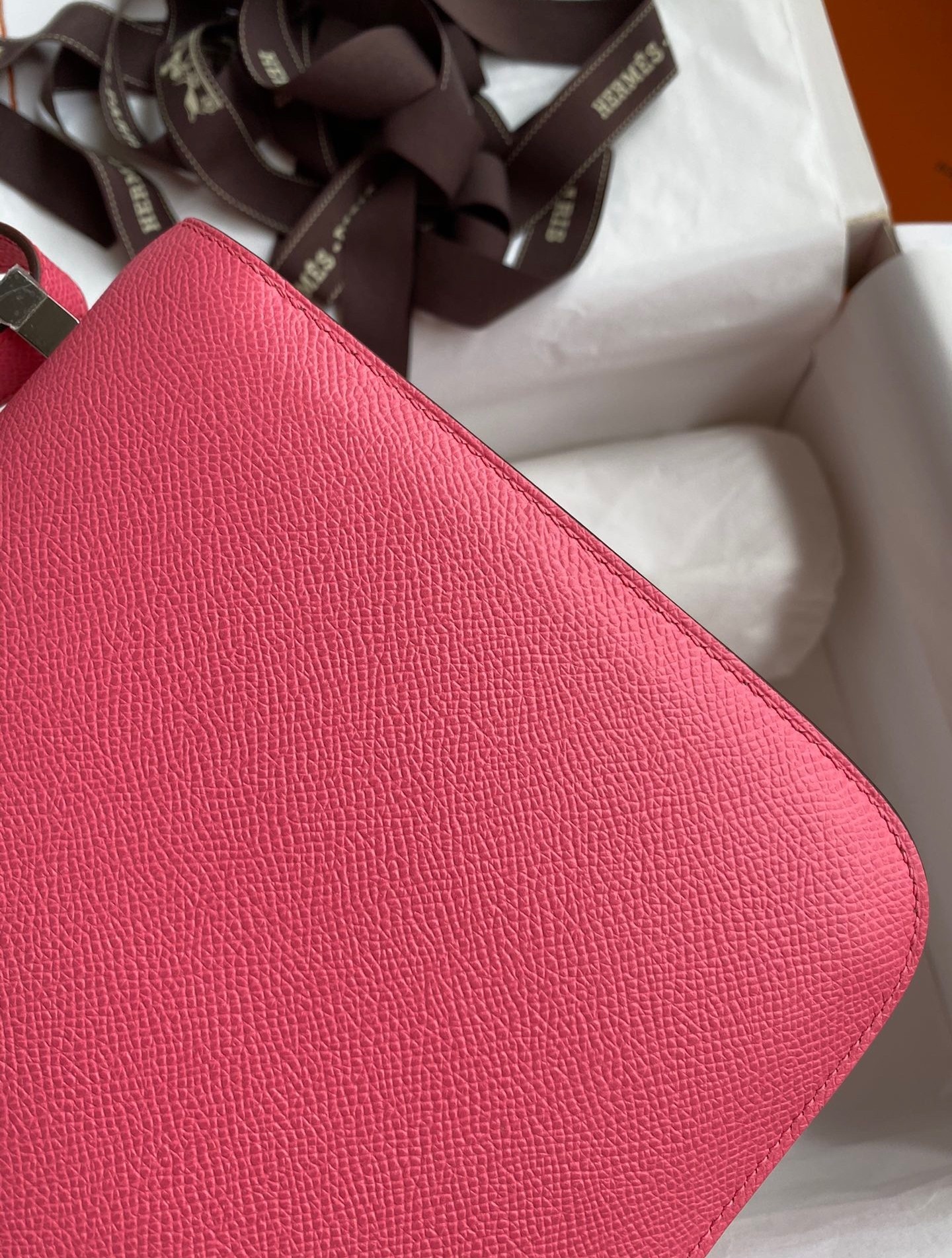 H**mes constance 24 handmade bag in rose lipstick epsom calfskin