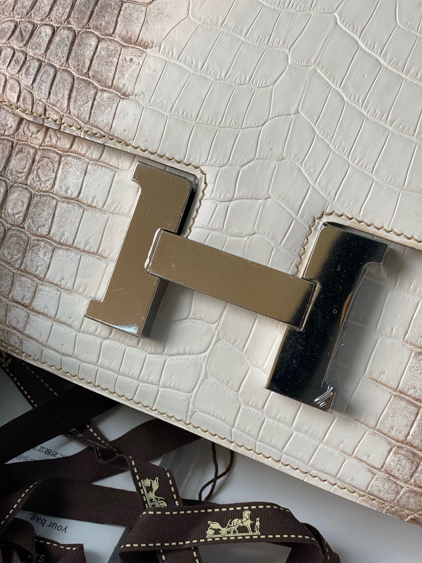 H**mes constance 24 handmade bag in himalaya crocodile niloticus skin