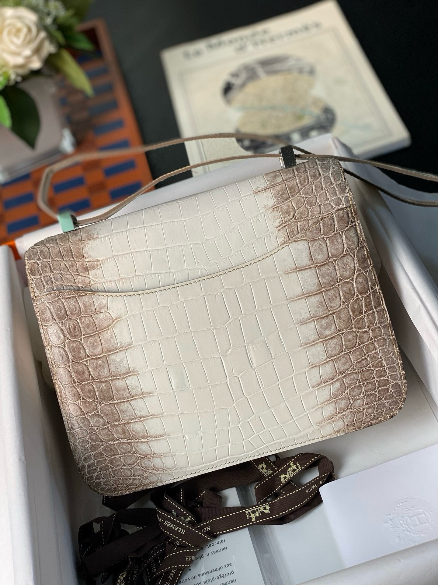 H**mes constance 24 handmade bag in himalaya crocodile niloticus skin