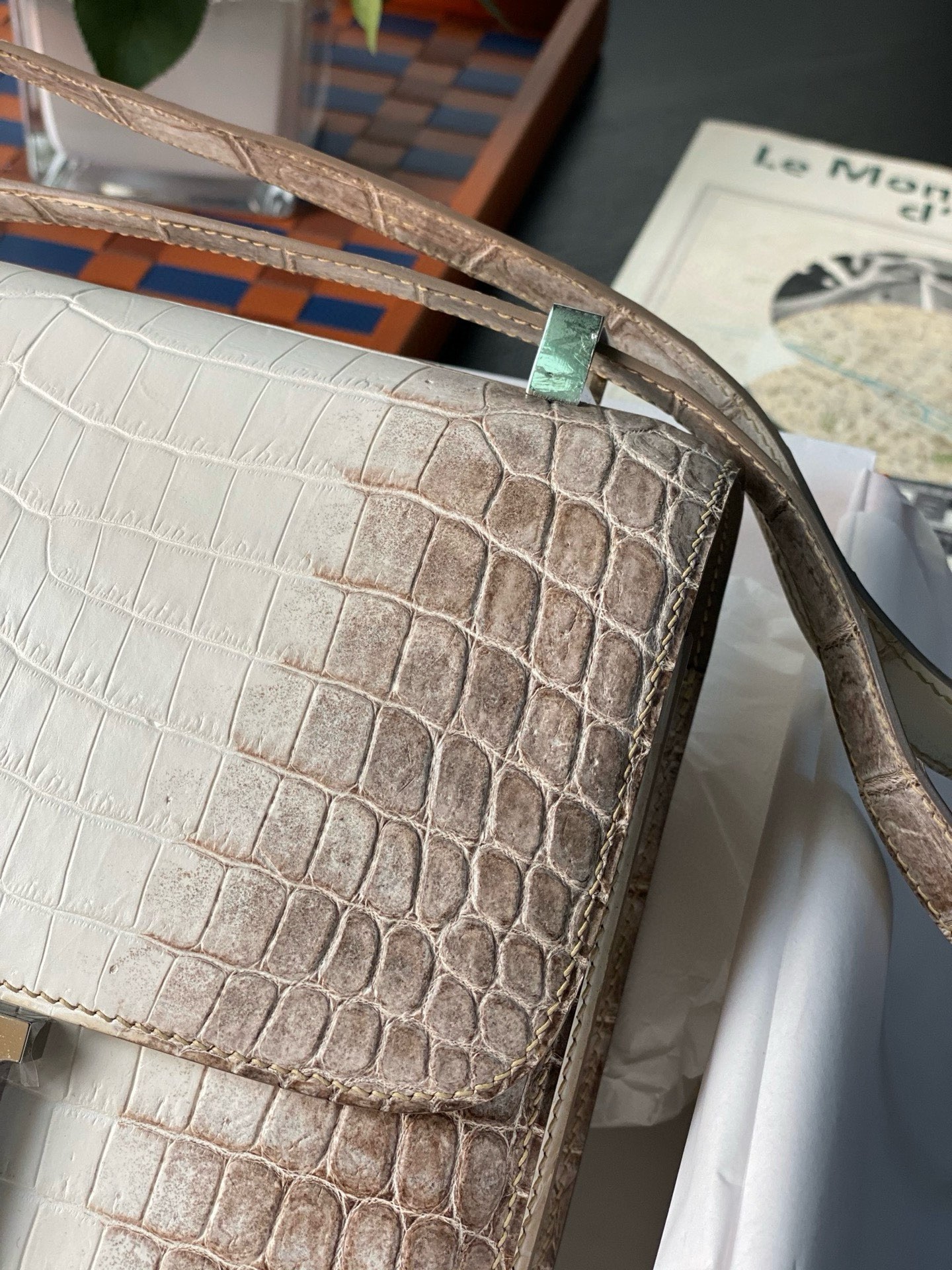 H**mes constance 24 handmade bag in himalaya crocodile niloticus skin