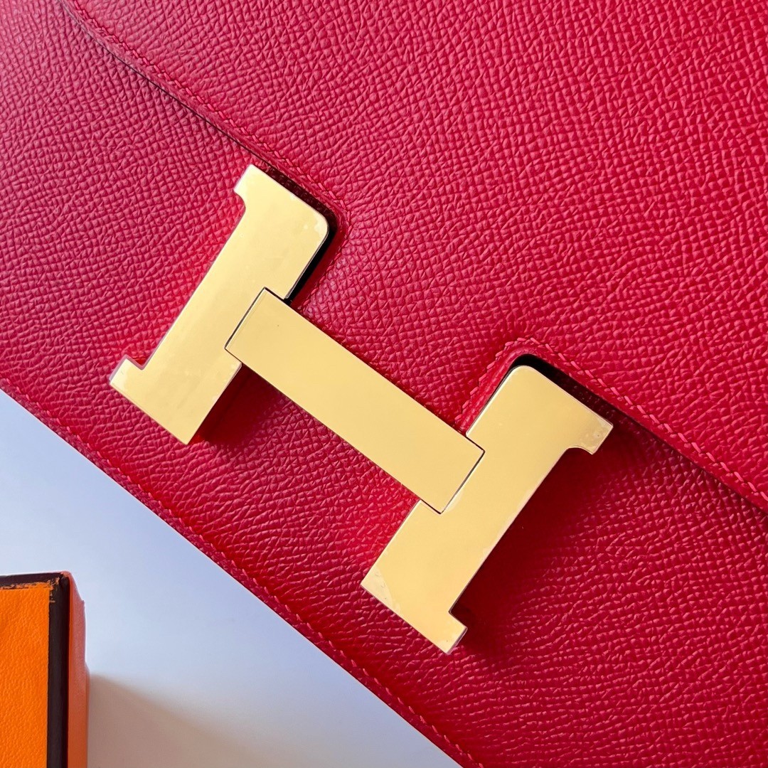 H**mes constance 1-24 mirror bag in red epsom calfskin