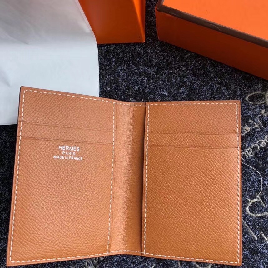 H**mes mc² euclide card holder in gold epsom leather