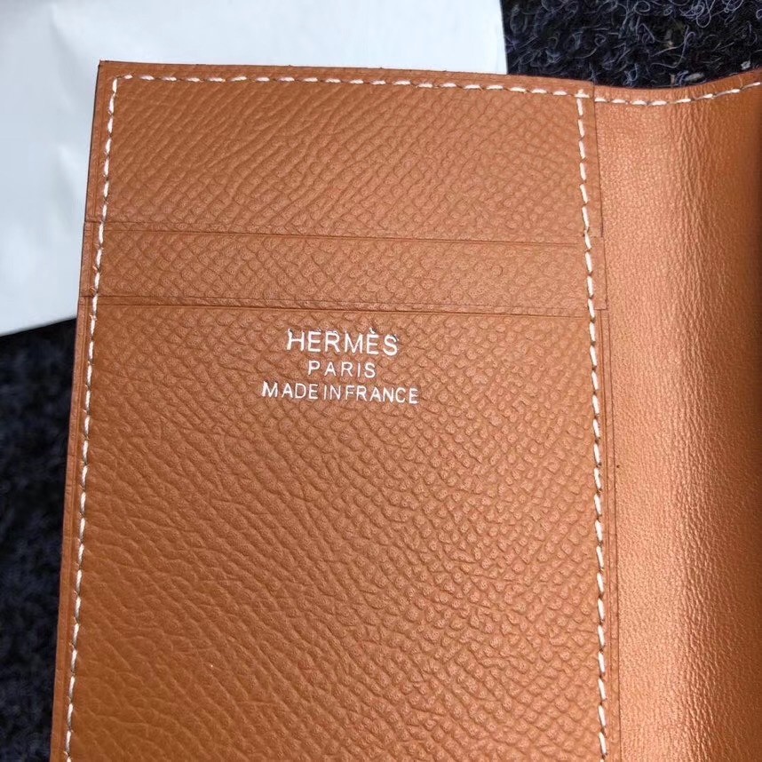 H**mes mc² euclide card holder in gold epsom leather