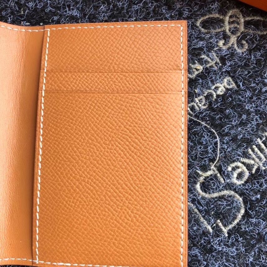 H**mes mc² euclide card holder in gold epsom leather