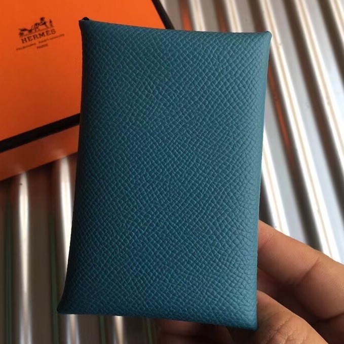 H**mes blue jean epsom calvi card holder