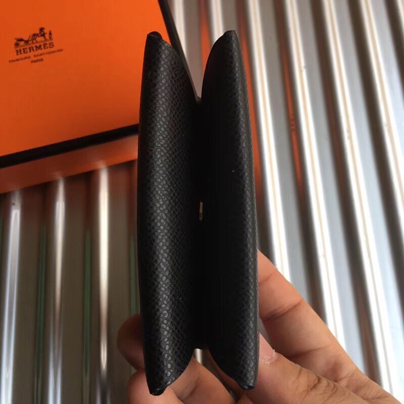 H**mes black epsom calvi card holder