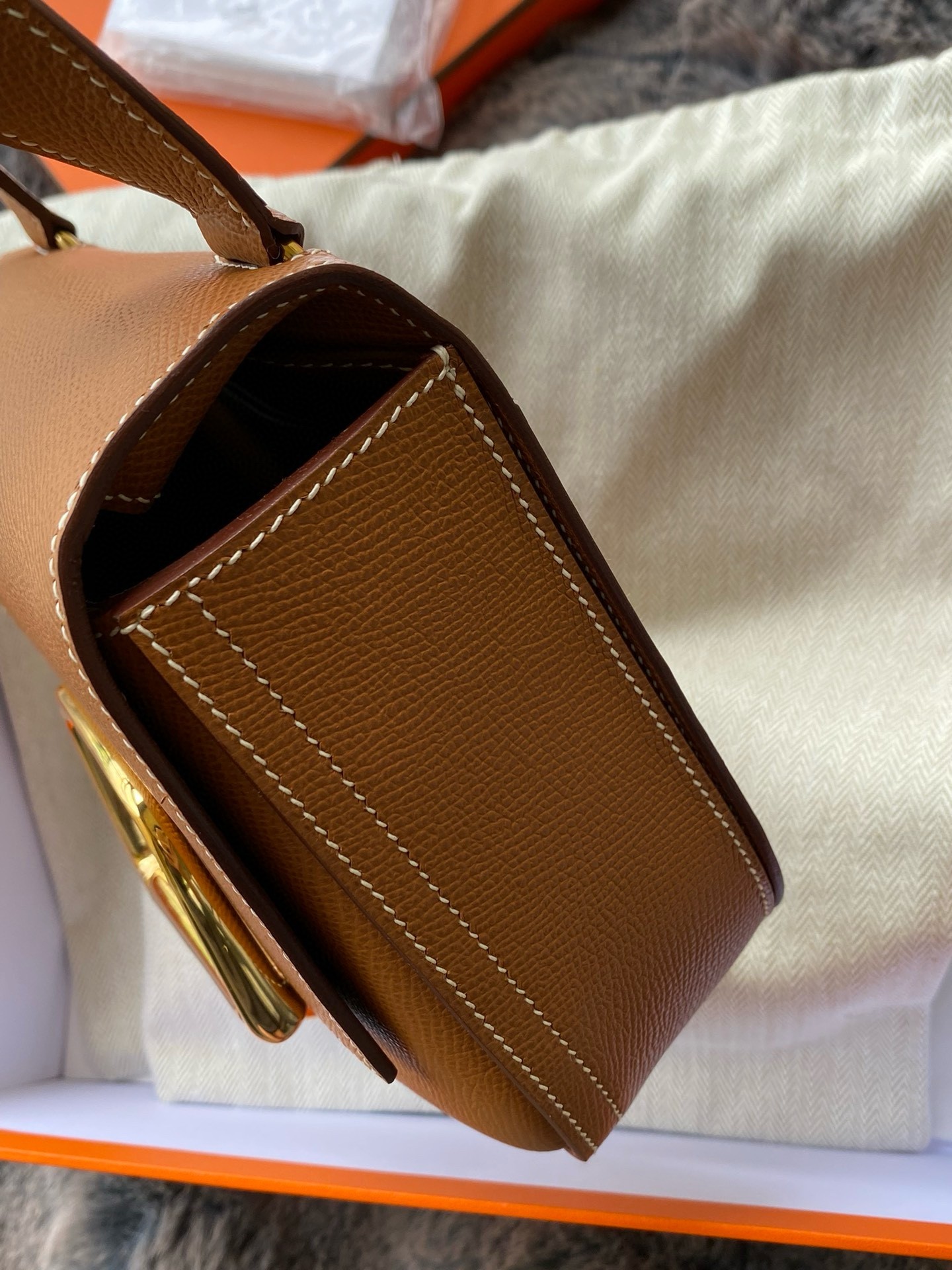 H**mes della cavalleria ii mini bag in gold epsom calfskin