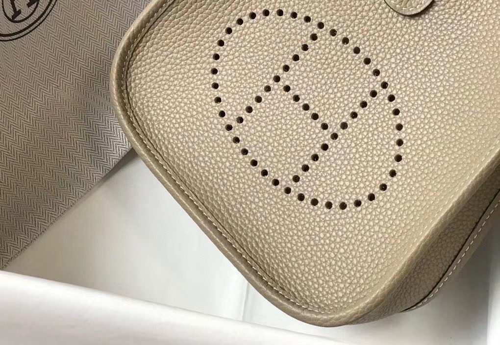 H**mes evelyne iii tpm mini bag in tourterelle clemence leather