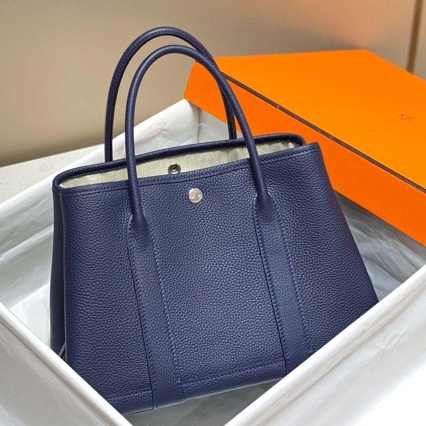 H**mes garden party 30 bag in blue saphir taurillon leather