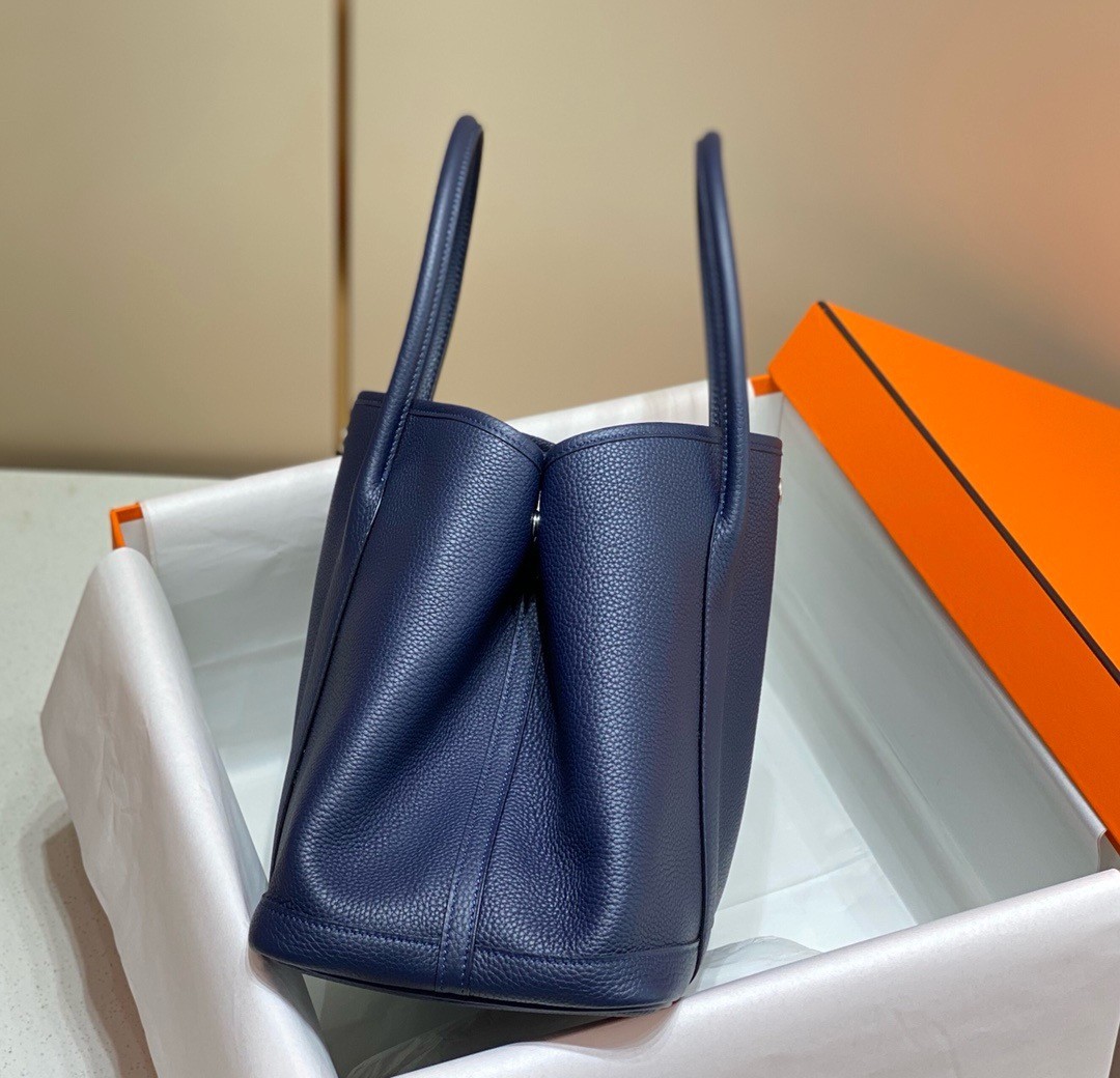 H**mes garden party 36 bag in blue saphir clemence leather