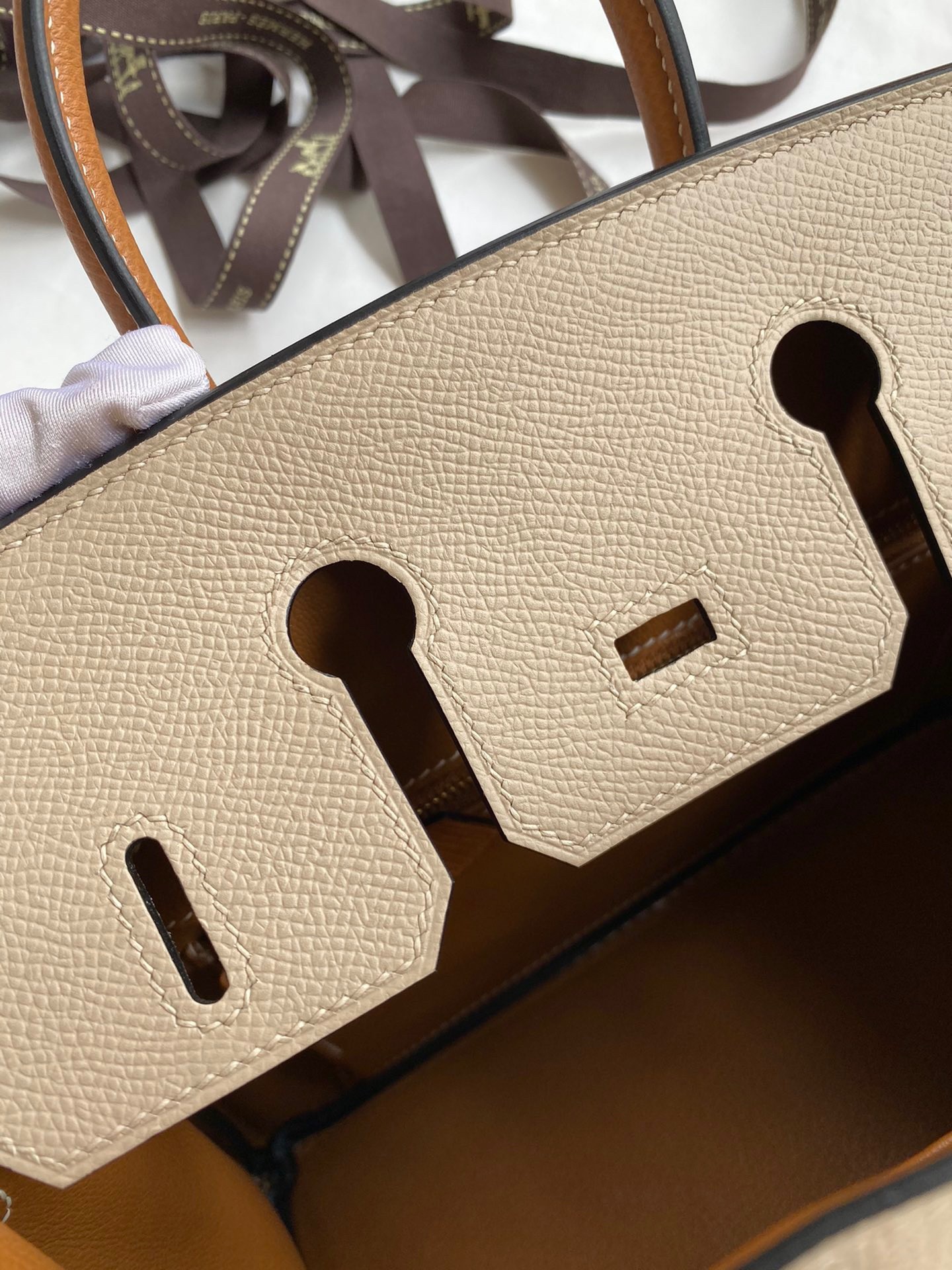 H**mes hss birkin 25 bicolor bag in trench and gold epsom calfskin
