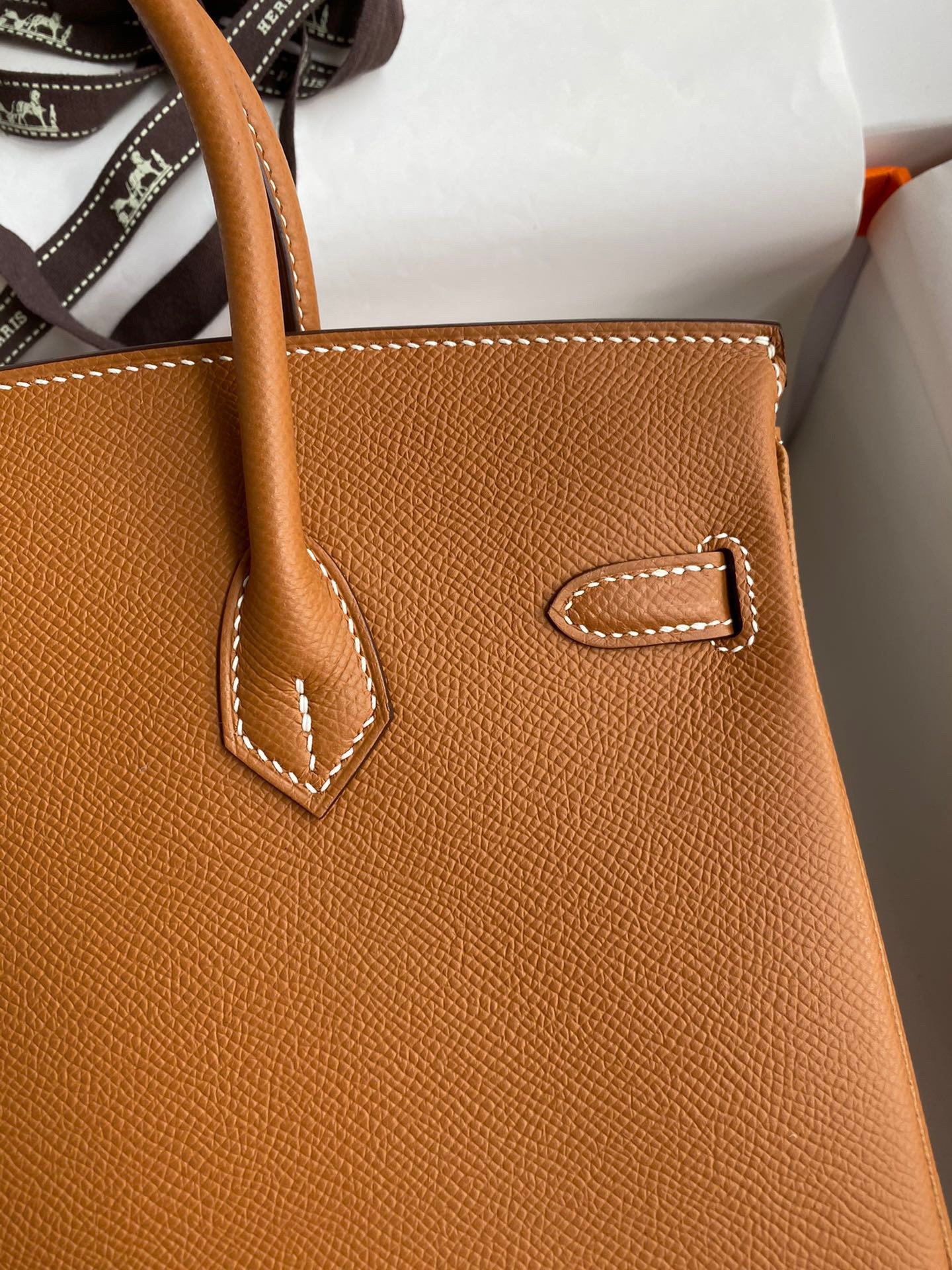 H**mes birkin 25 retourne handmade bag in gold epsom calfskin
