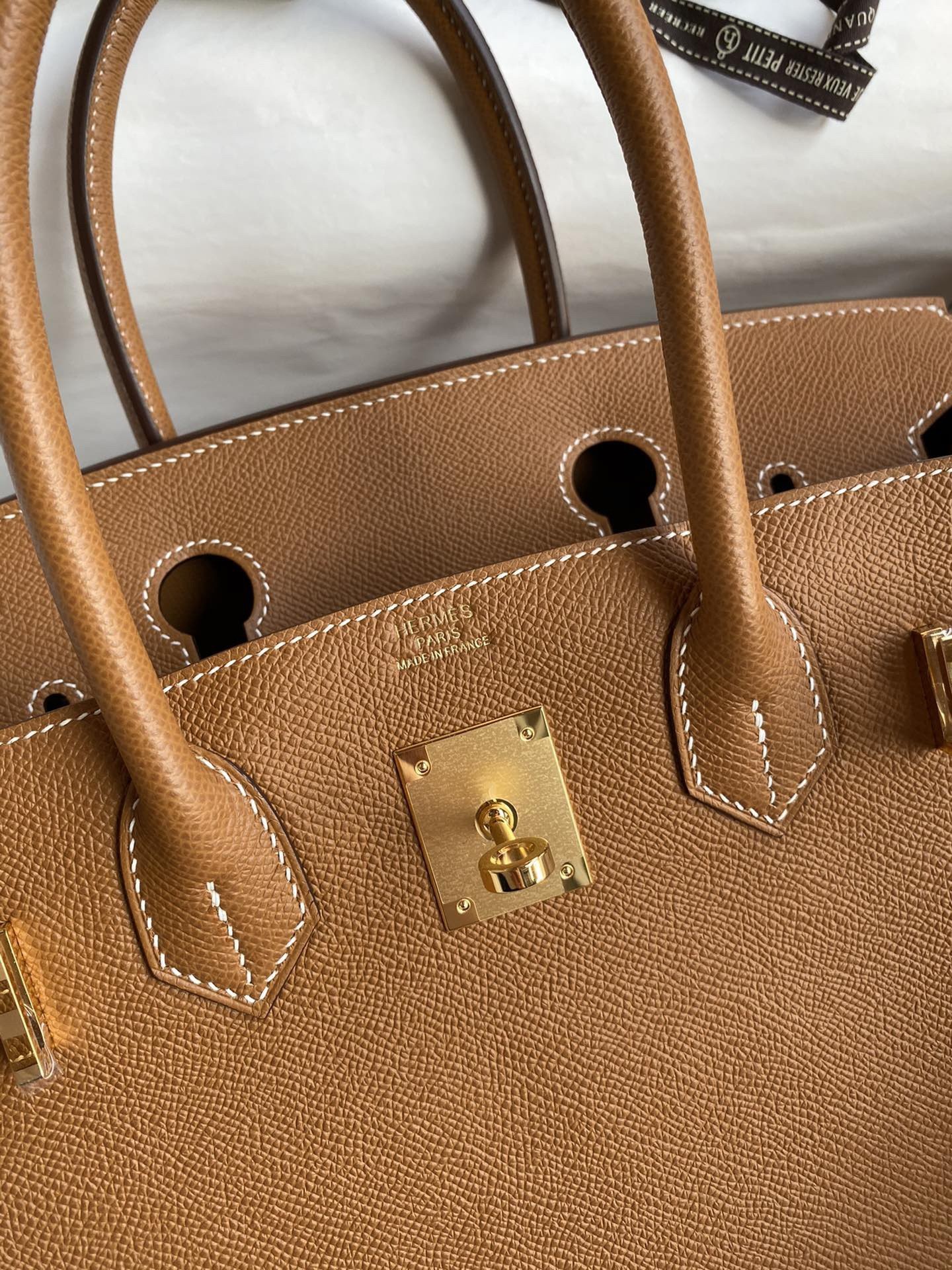 H**mes birkin 25 retourne handmade bag in gold epsom calfskin