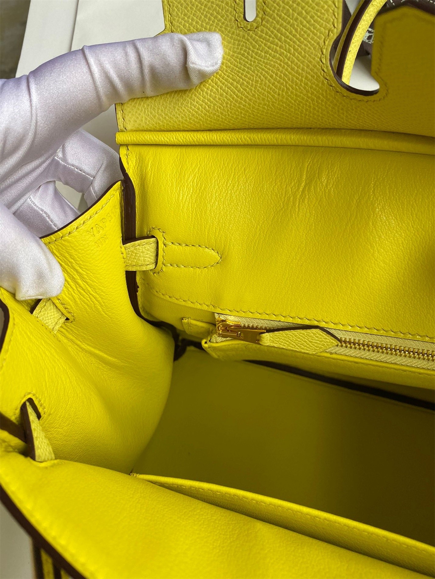 H**mes birkin 25 retourne handmade bag in lime epsom calfskin