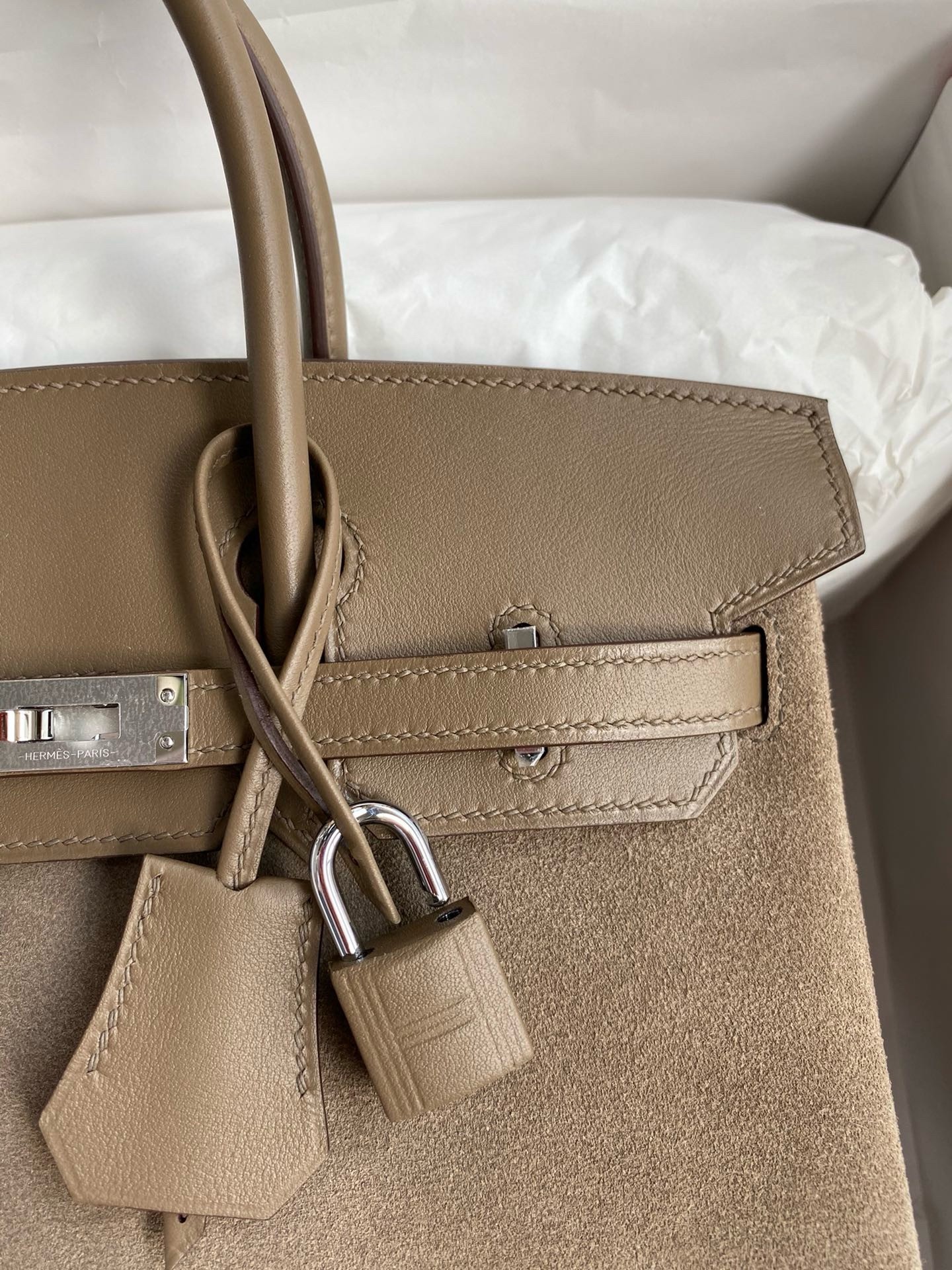 H**mes birkin 25 grizzly bag in taupe veau doblis and swift leather
