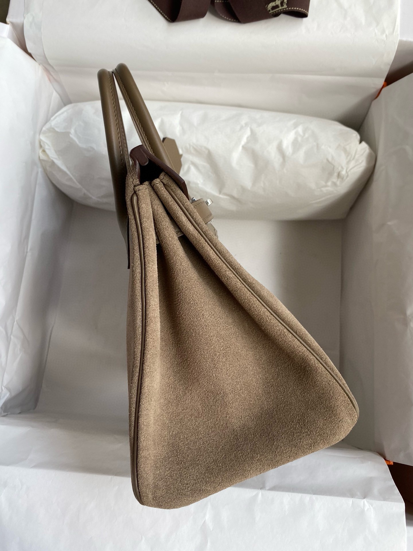 H**mes birkin 25 grizzly bag in taupe veau doblis and swift leather