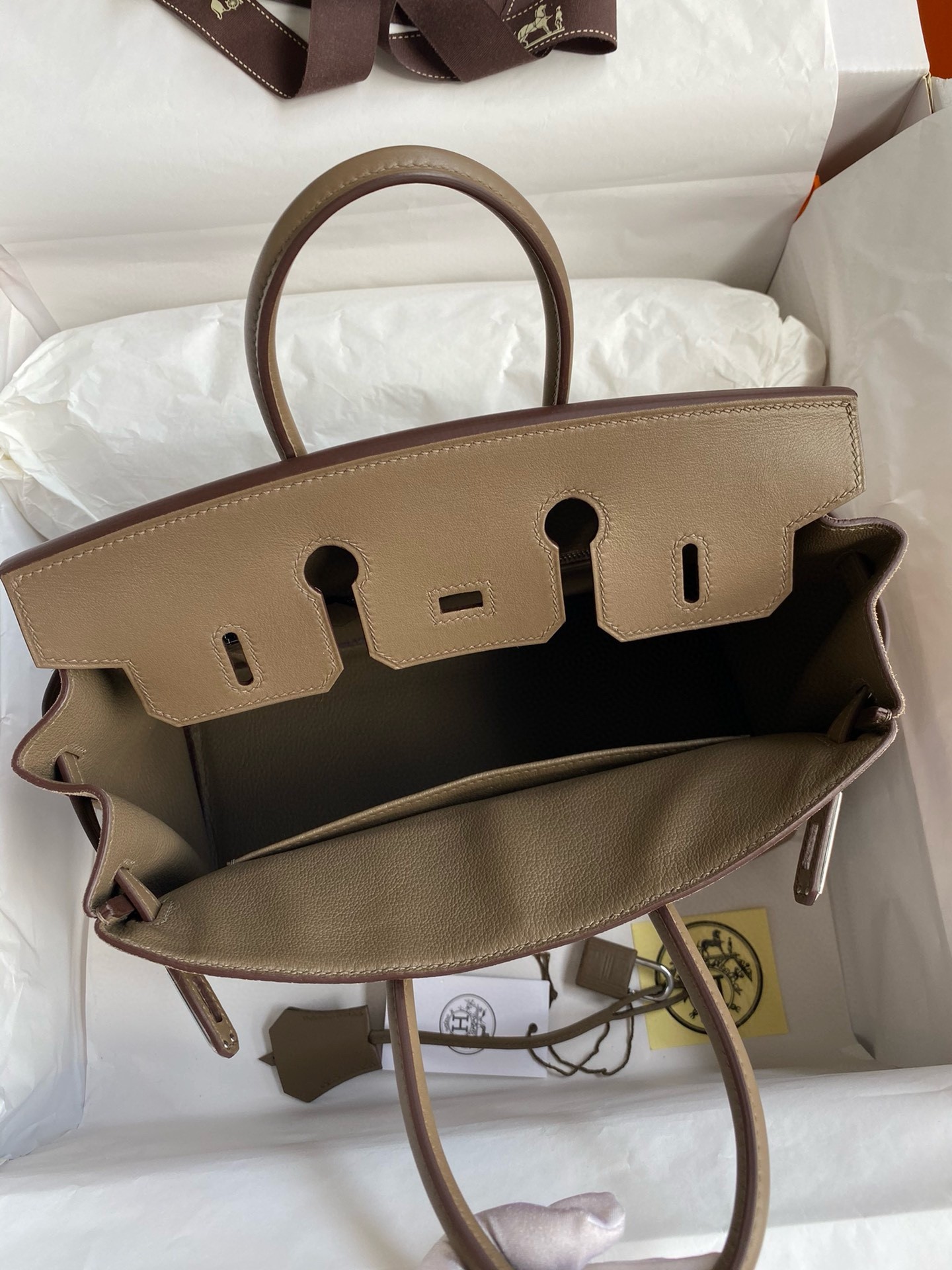 H**mes birkin 25 grizzly bag in taupe veau doblis and swift leather