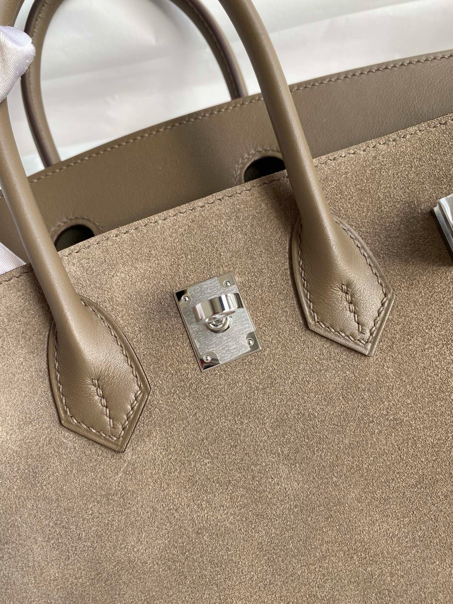 H**mes birkin 25 grizzly bag in taupe veau doblis and swift leather