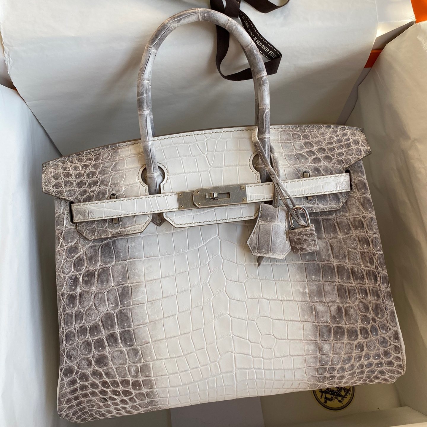 H**mes birkin 25 retourne bag in himalaya niloticus crocodile skin