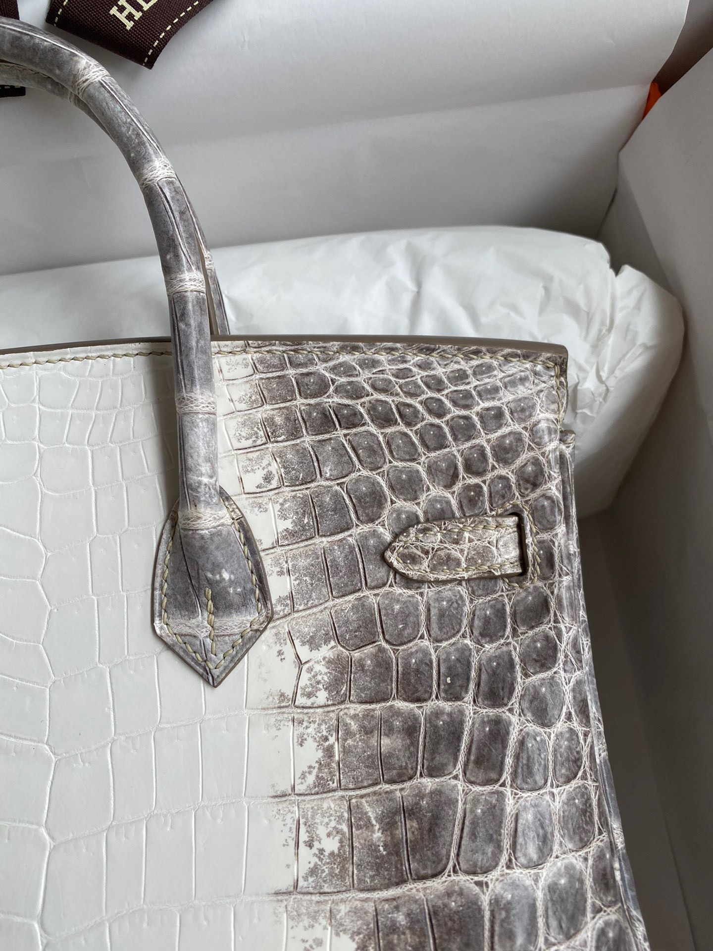h**mes birkin 25 Di*m*nd bag in himalaya niloticus crocodile skin