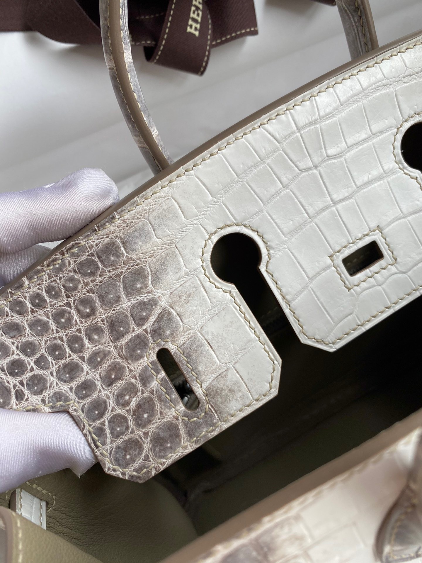 h**mes birkin 25 Di*m*nd bag in himalaya niloticus crocodile skin