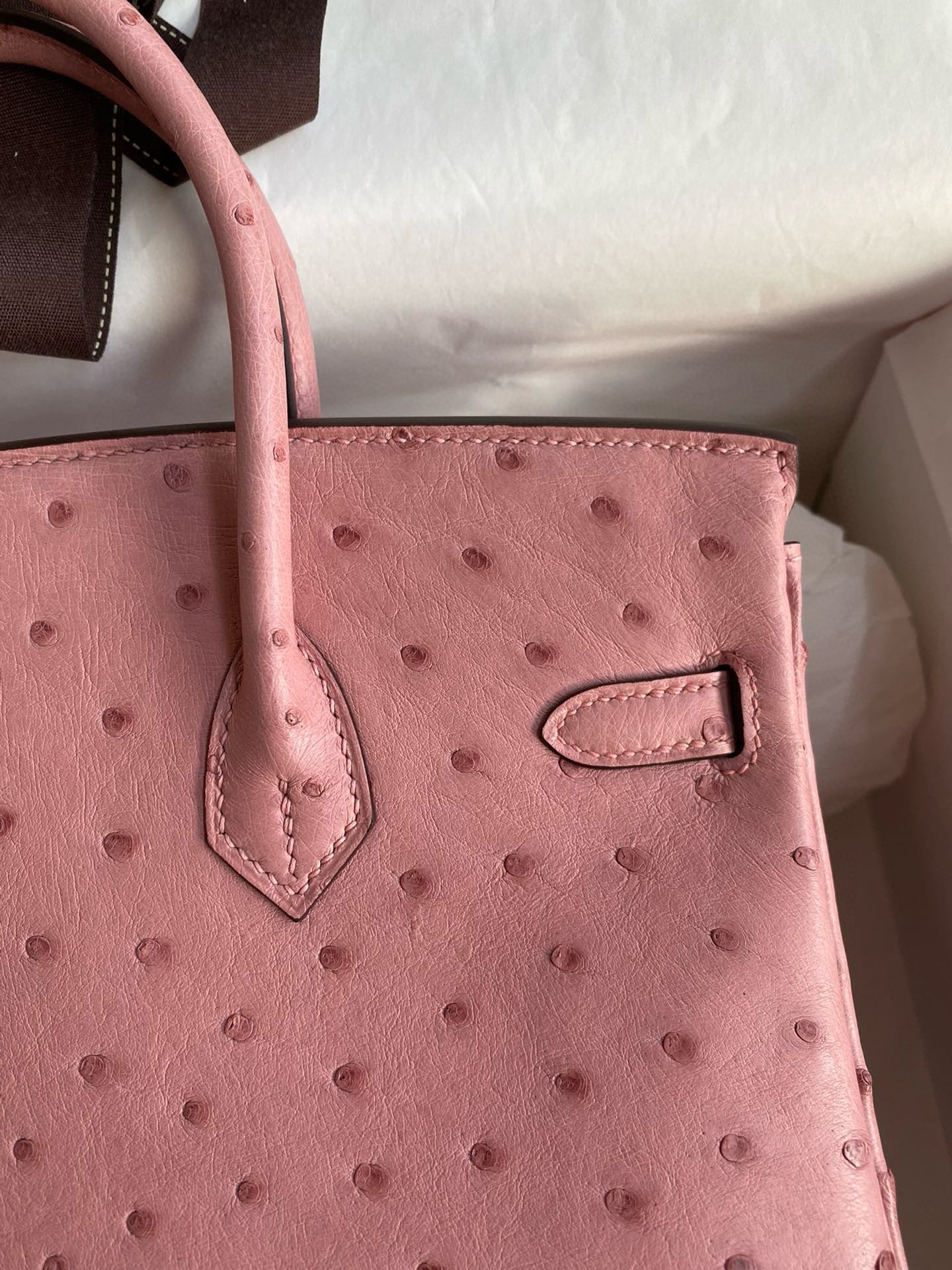 H**mes birkin 25 retourne handmade bag in terre cuite ostrich leather