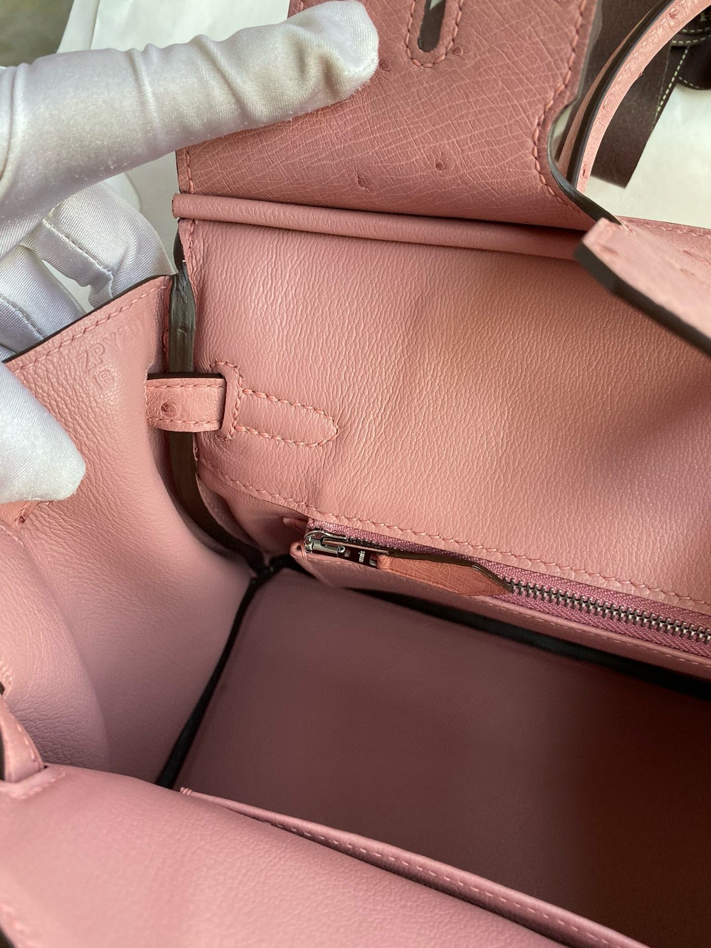 H**mes birkin 25 retourne handmade bag in terre cuite ostrich leather