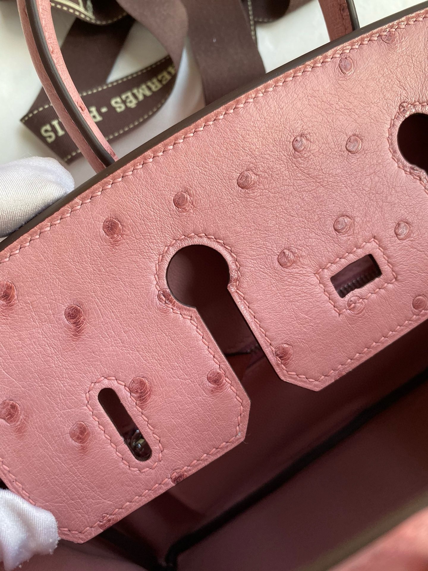 H**mes birkin 25 retourne handmade bag in terre cuite ostrich leather