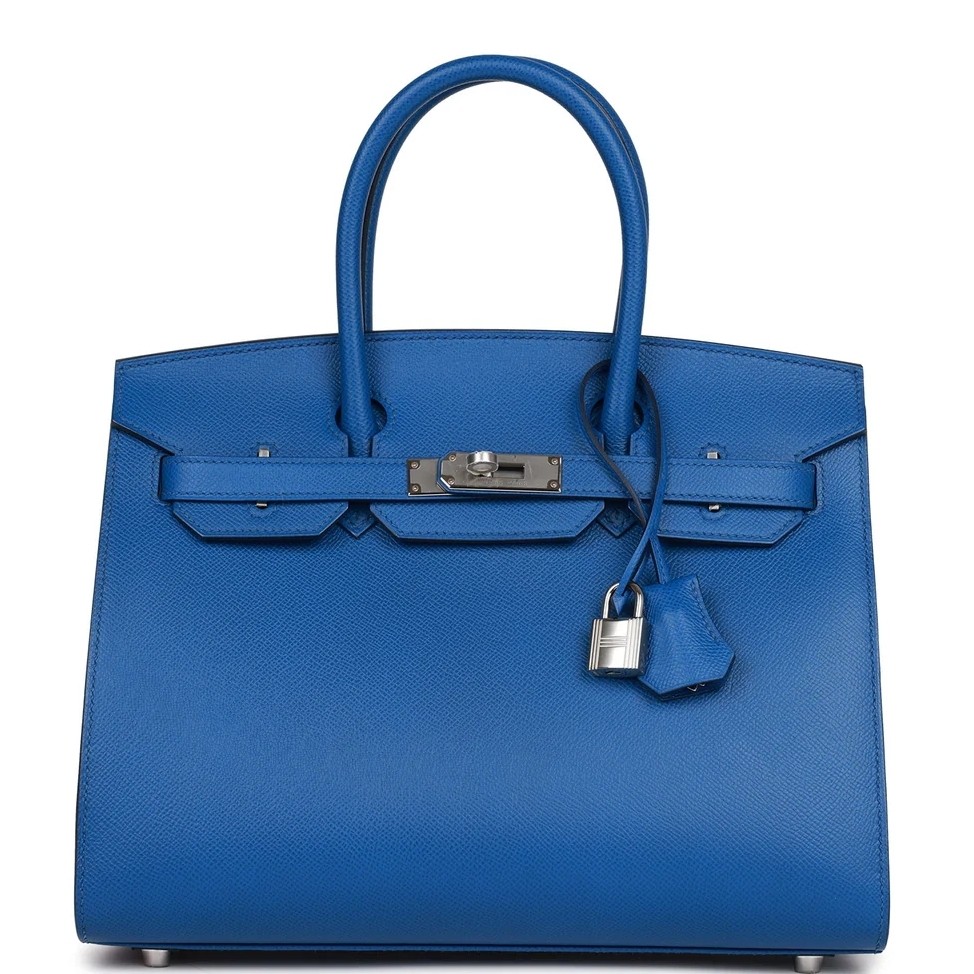H**mes birkin 25 sellier handmade bag in blue france epsom calfskin