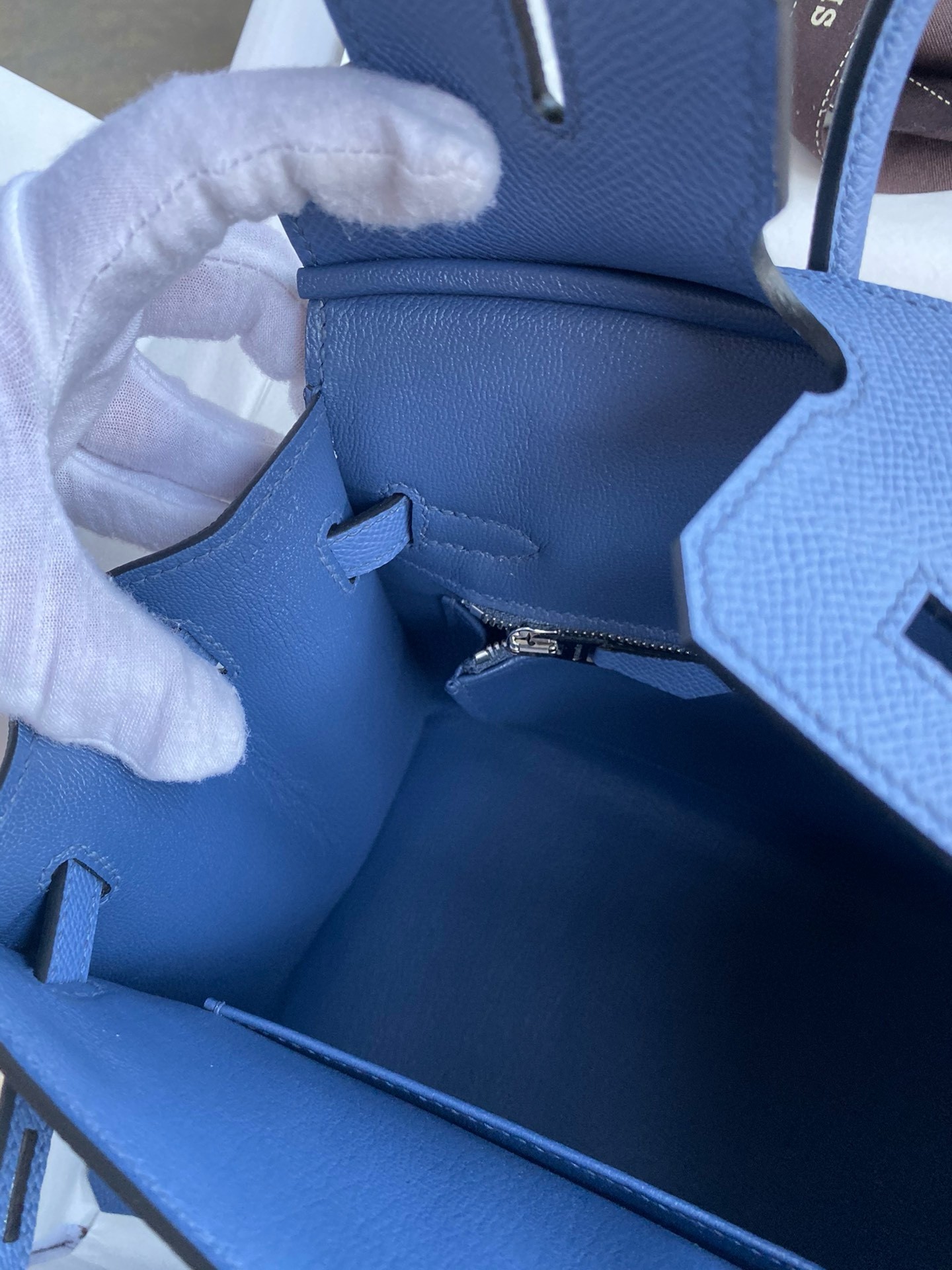 H**mes birkin 25 sellier handmade bag in blue brighton epsom calfskin