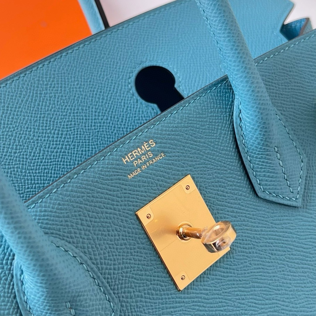 H**mes birkin 25 sellier handmade bag in celeste epsom calfskin