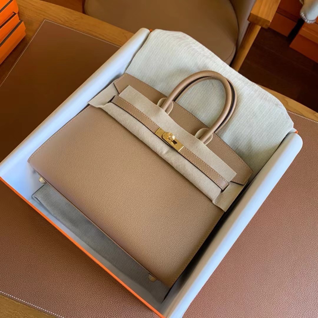 H**mes birkin 25 sellier handmade bag in chai epsom calfskin