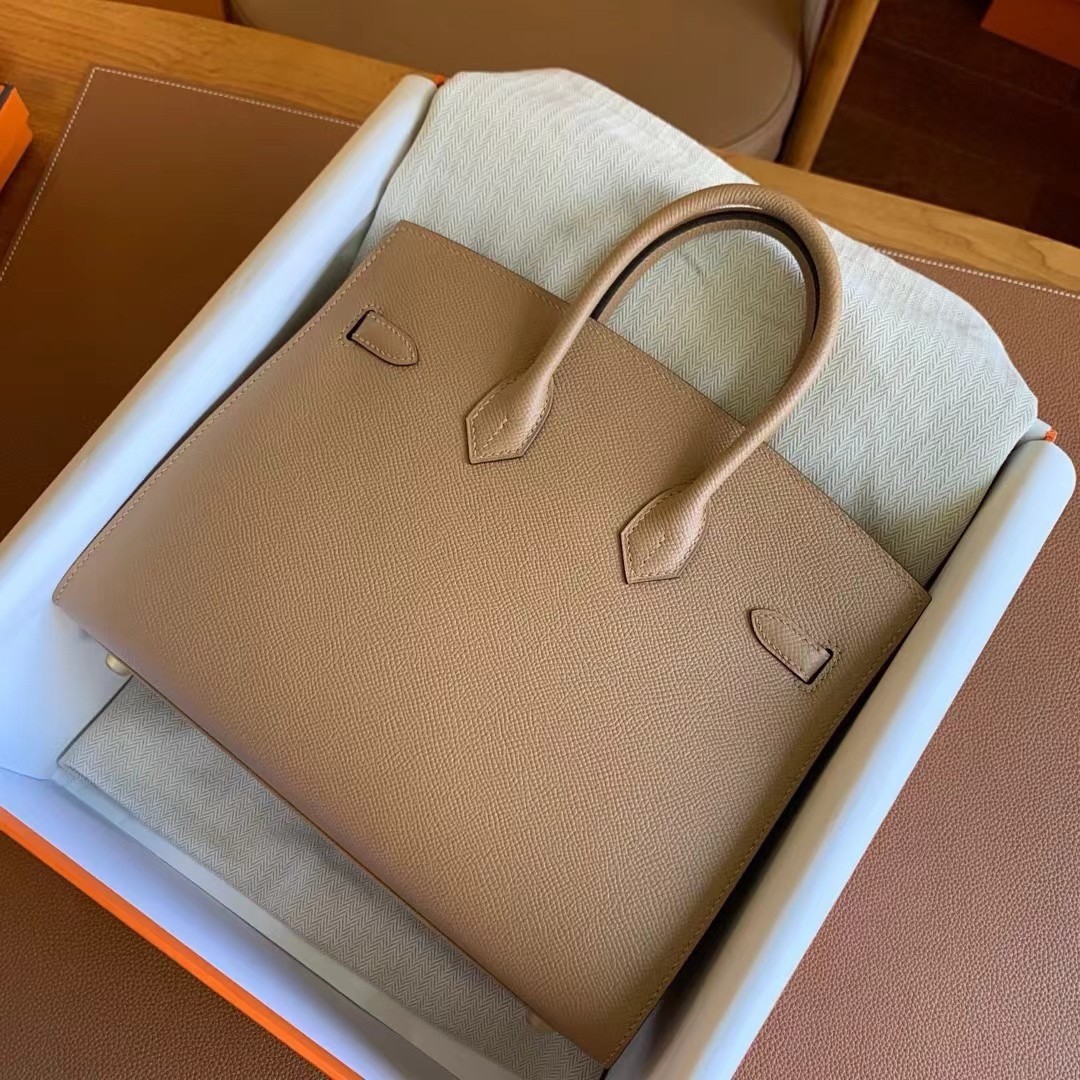 H**mes birkin 25 sellier handmade bag in chai epsom calfskin