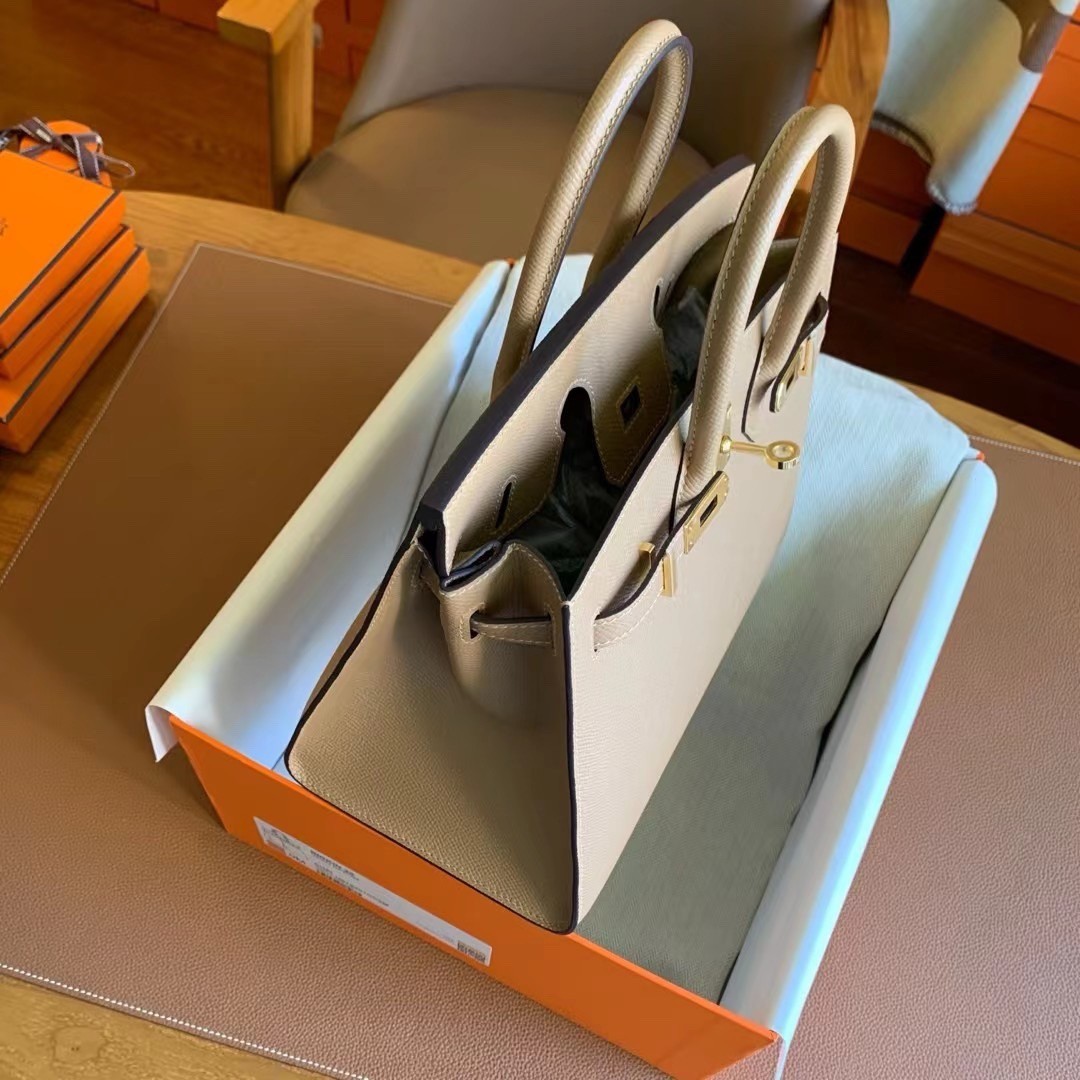 H**mes birkin 25 sellier handmade bag in chai epsom calfskin