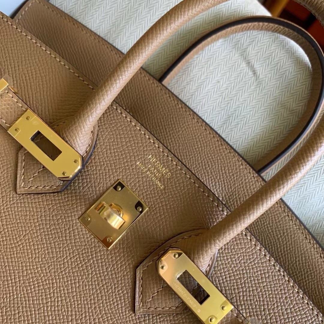 H**mes birkin 25 sellier handmade bag in chai epsom calfskin
