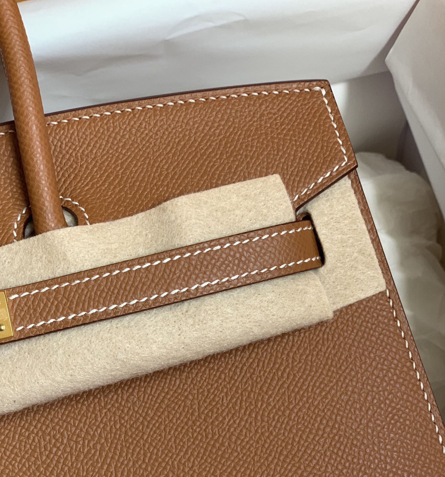 H**mes birkin 25 sellier handmade bag in gold epsom calfskin