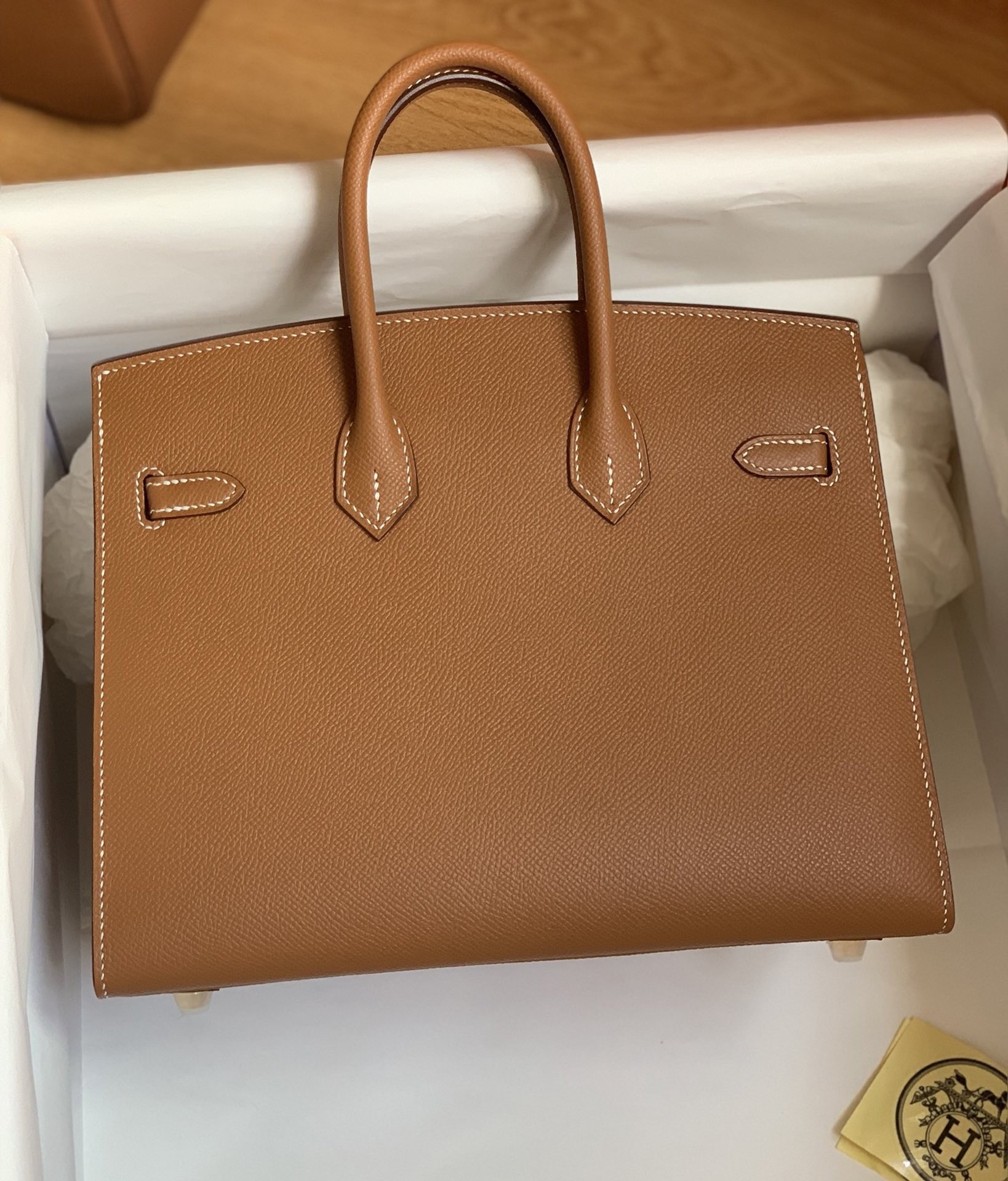 H**mes birkin 25 sellier handmade bag in gold epsom calfskin