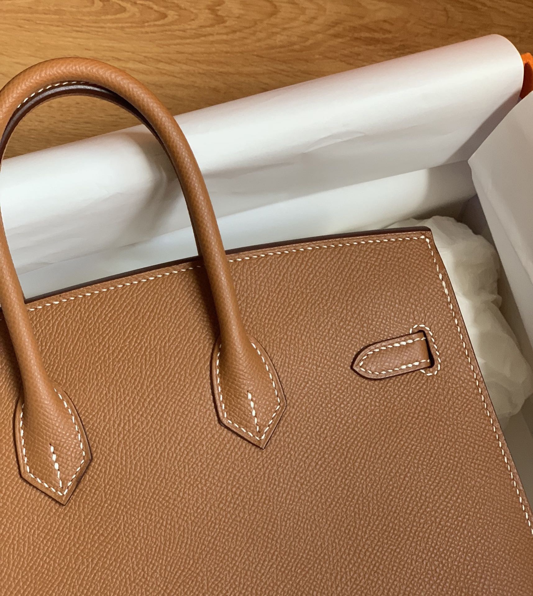 H**mes birkin 25 sellier handmade bag in gold epsom calfskin