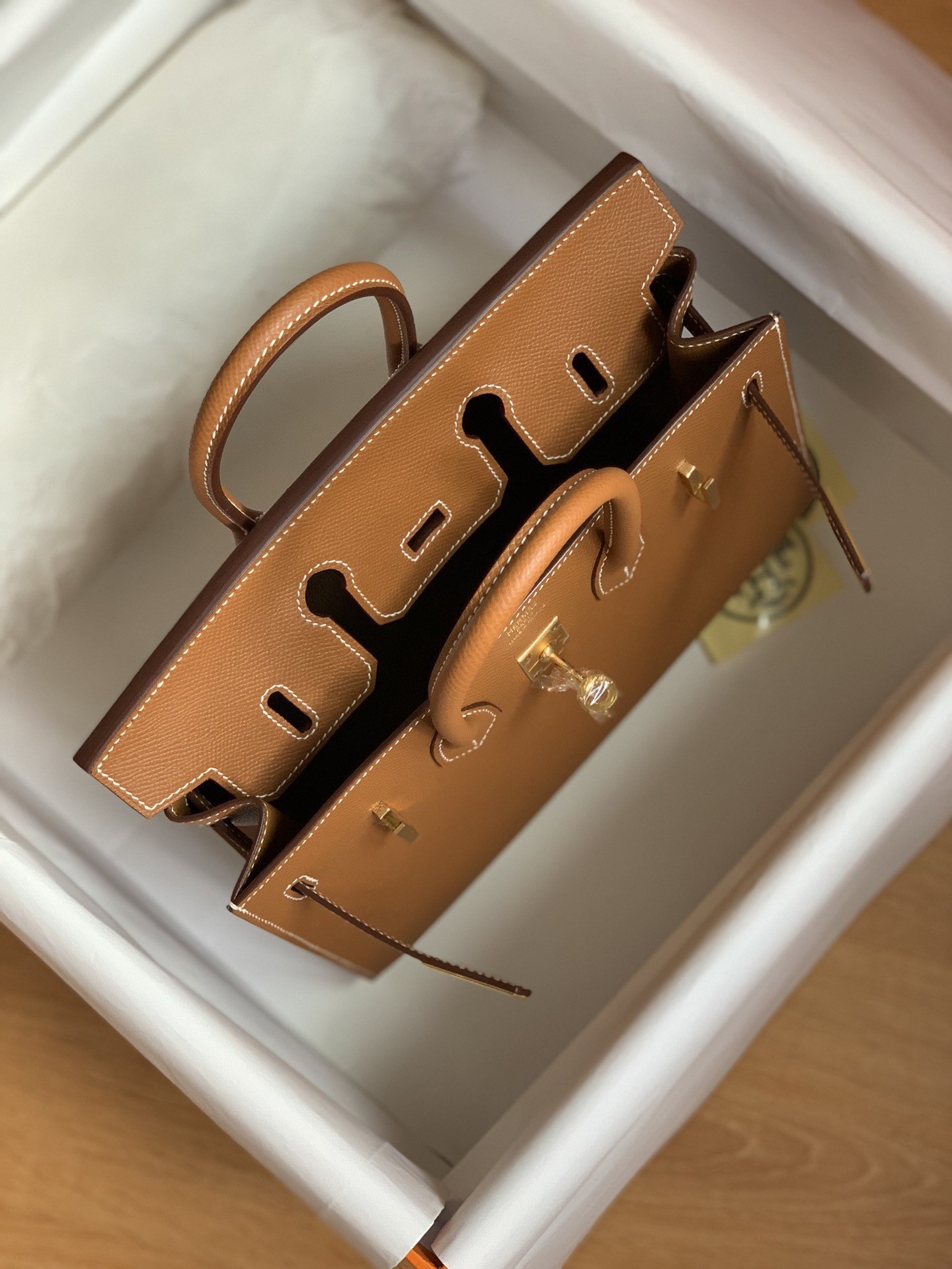 H**mes birkin 25 sellier handmade bag in gold epsom calfskin