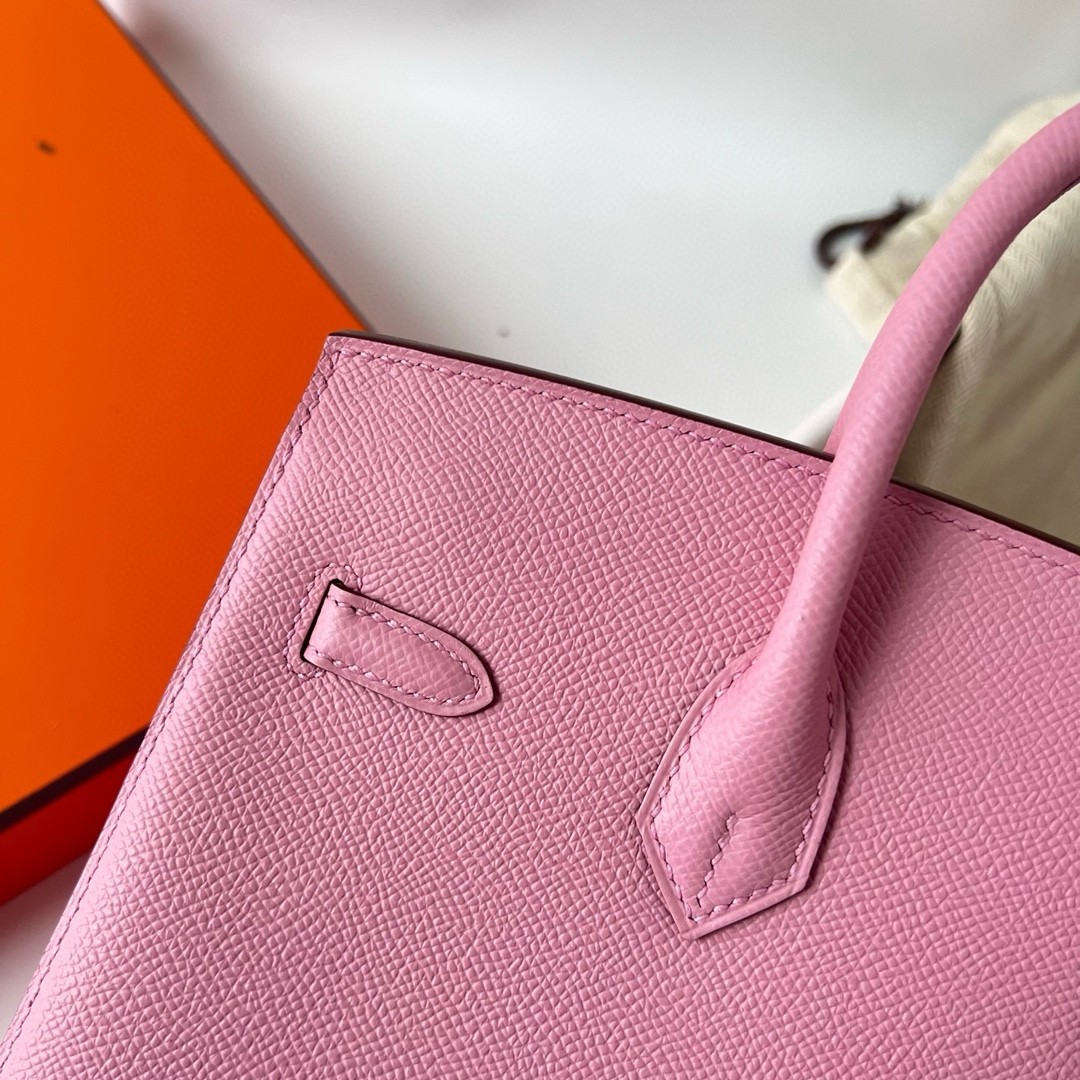 H**mes birkin 25 sellier handmade bag in mauve sylvestre epsom calfskin