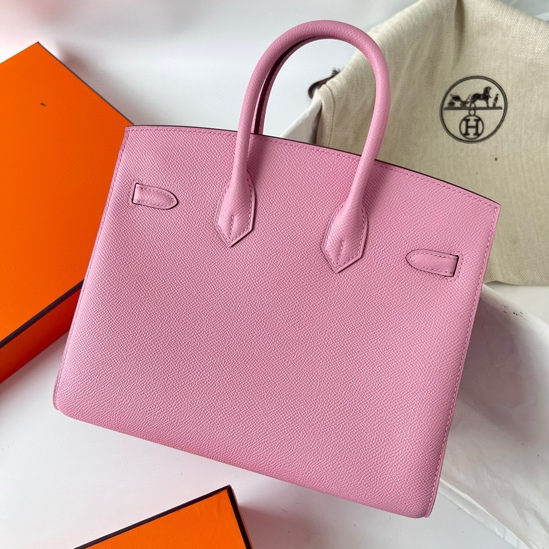 H**mes birkin 25 sellier handmade bag in mauve sylvestre epsom calfskin