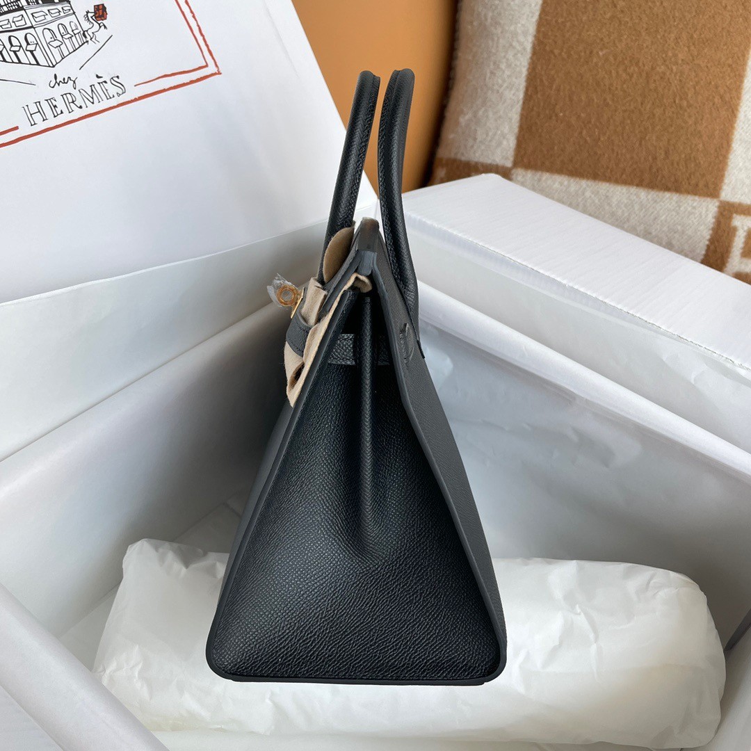H**mes birkin 25 sellier handmade bag in black epsom calfskin