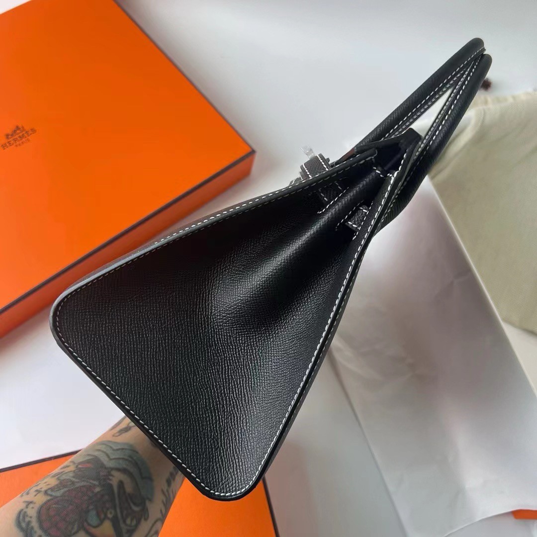 H**mes birkin 25 sellier handmade bag in noir epsom calfskin