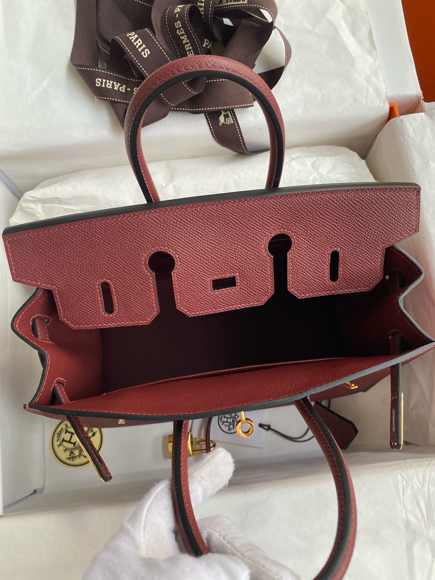 H**mes birkin 25 sellier handmade bag in rouge h epsom calfskin