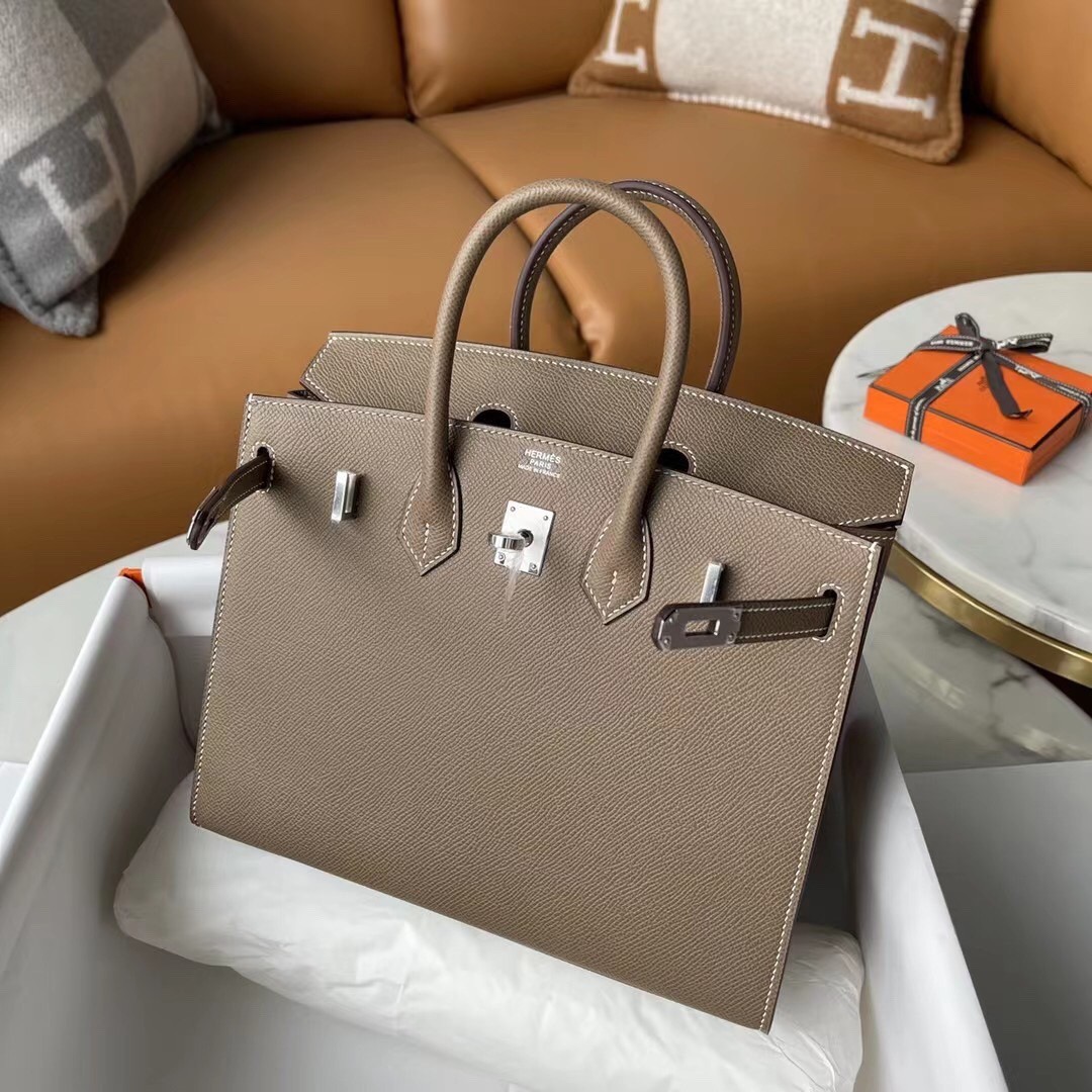 H**mes birkin 25 sellier handmade bag in taupe epsom calfskin