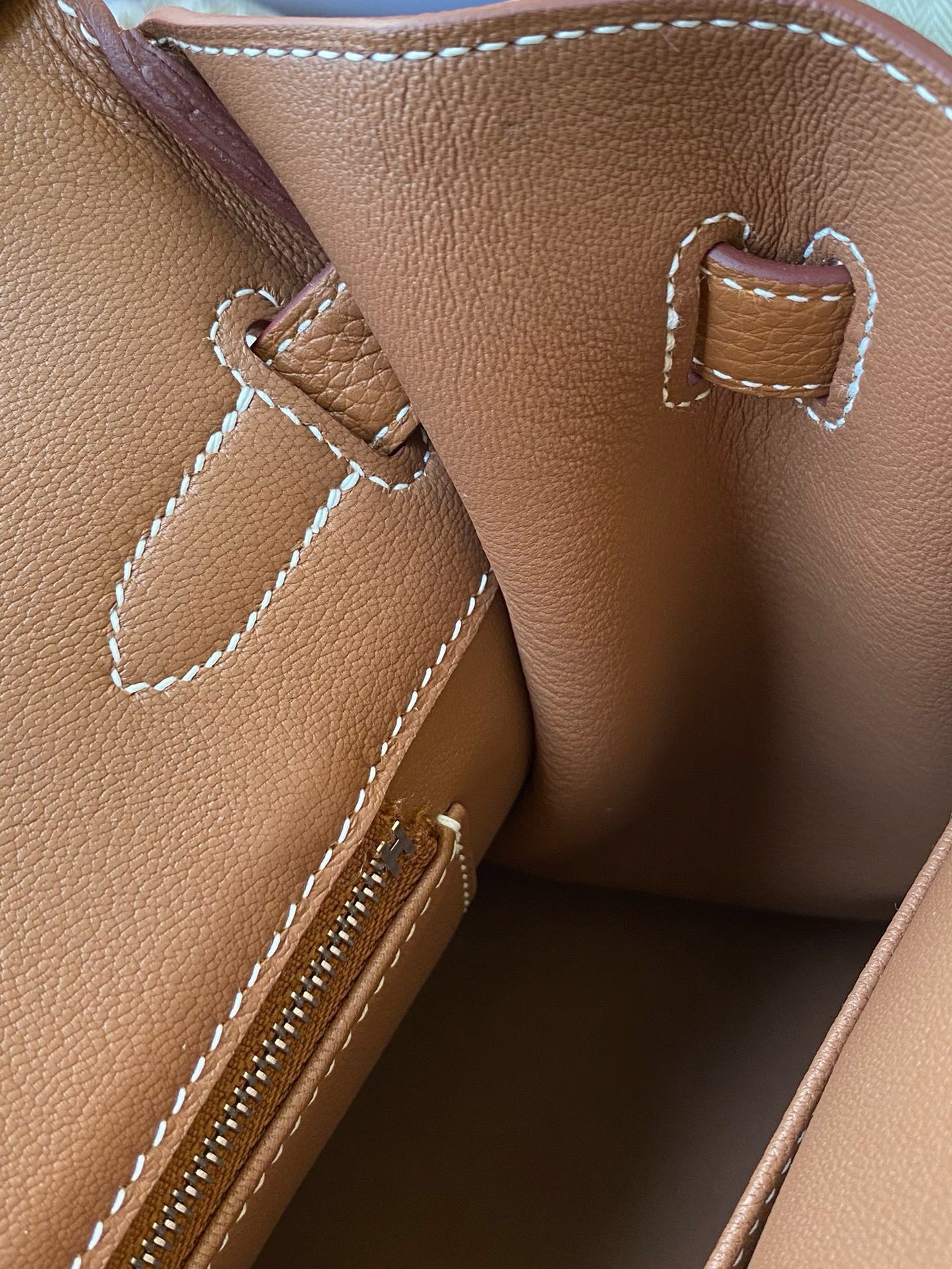 H**mes birkin 25 retourne handmade bag in gold togo leather