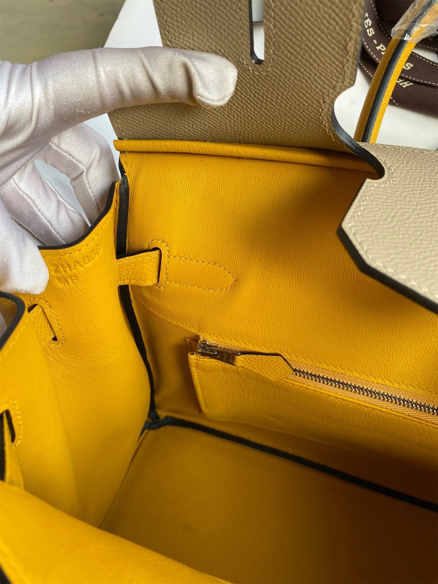 H**mes hss birkin 30 bicolor bag in trench and yellow epsom calfskin
